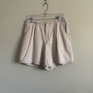 White Stag Shorts Womens 12 Tan Elastic Waist Linen Cotton Blend Shorts Breezy